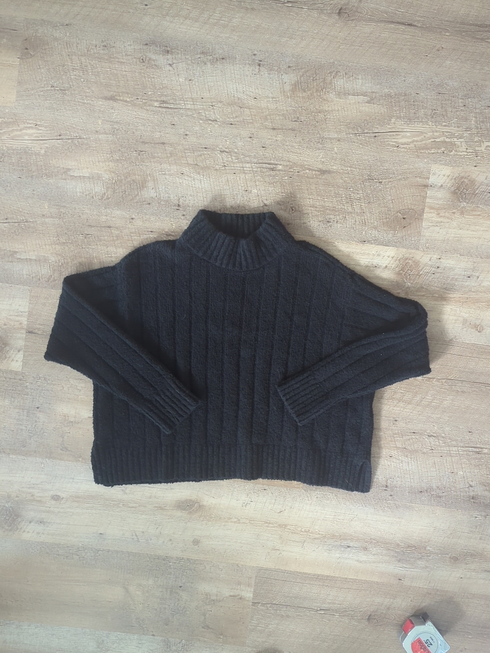 Eileen Fisher Black Ribbed Mock Turtleneck Sweater